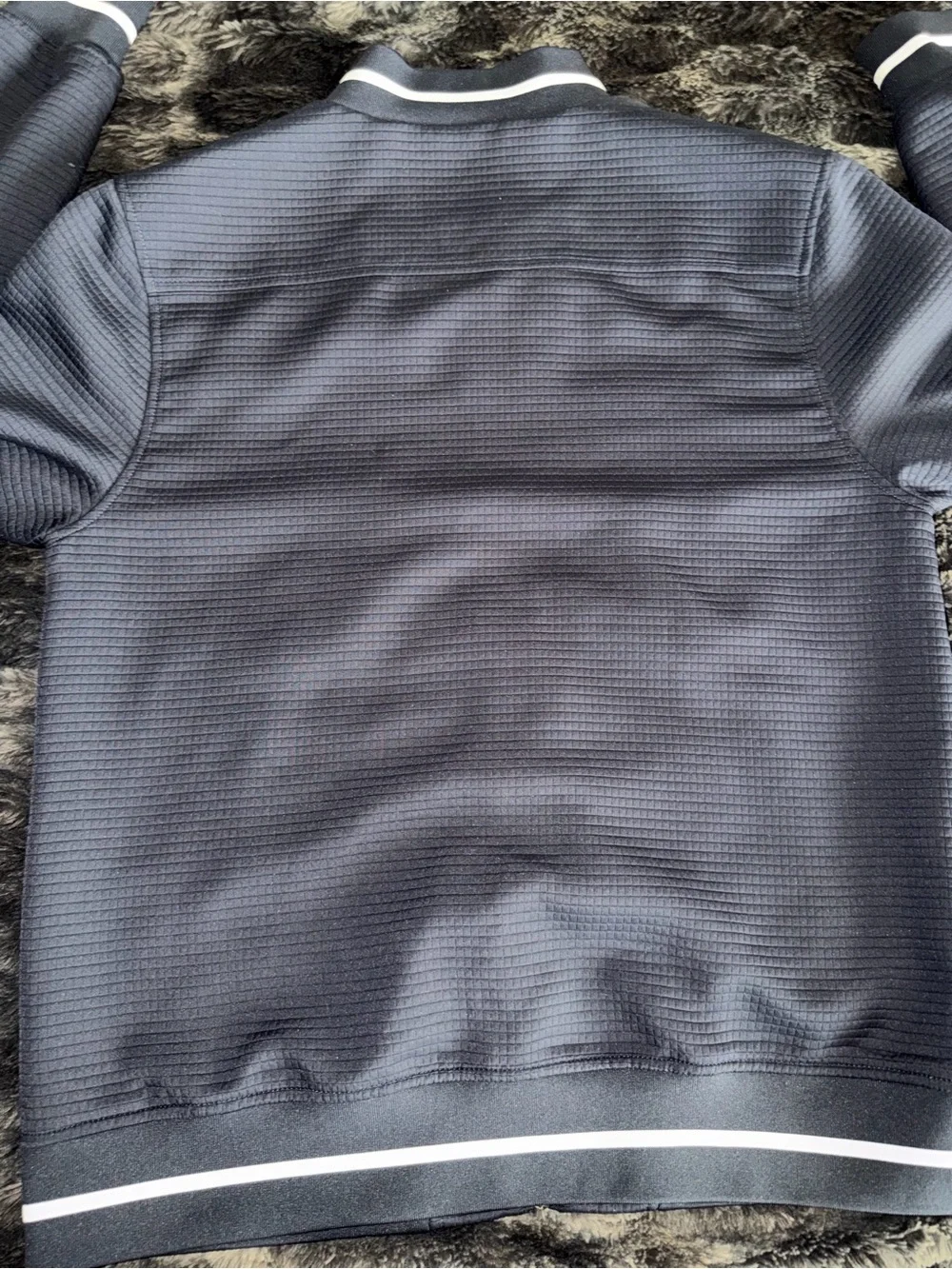Vince Camuto Navy Bomber Jacket with White Stripe Trim